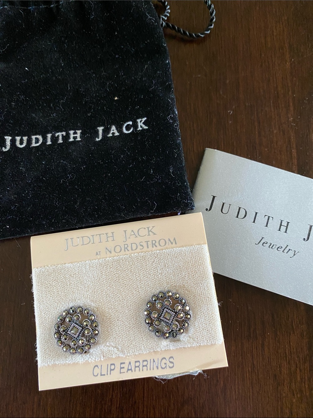 Judith Jack Sterling Silver Marcasite Clip On Earrings